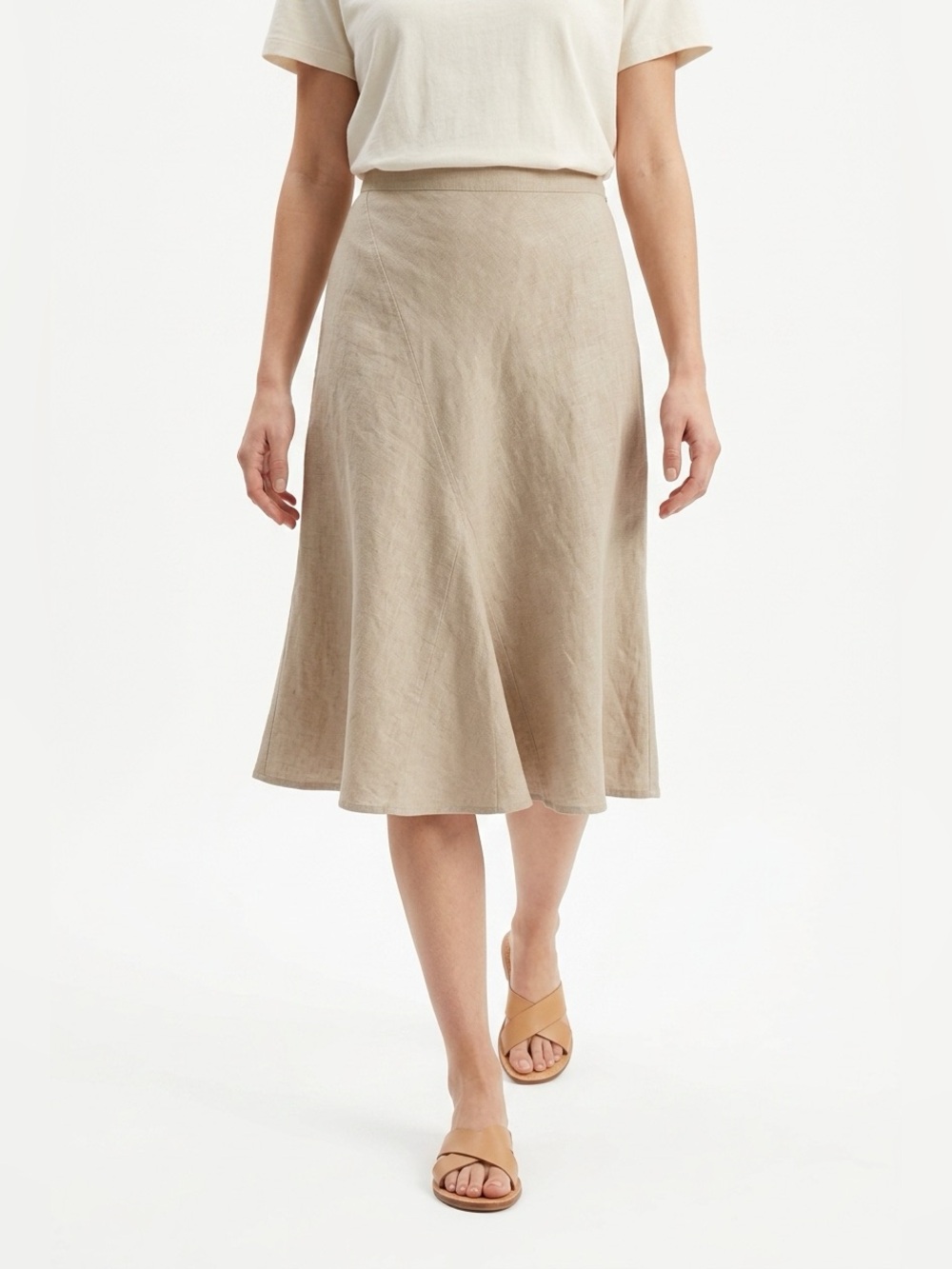 Oxmo linen blend gored skirt
